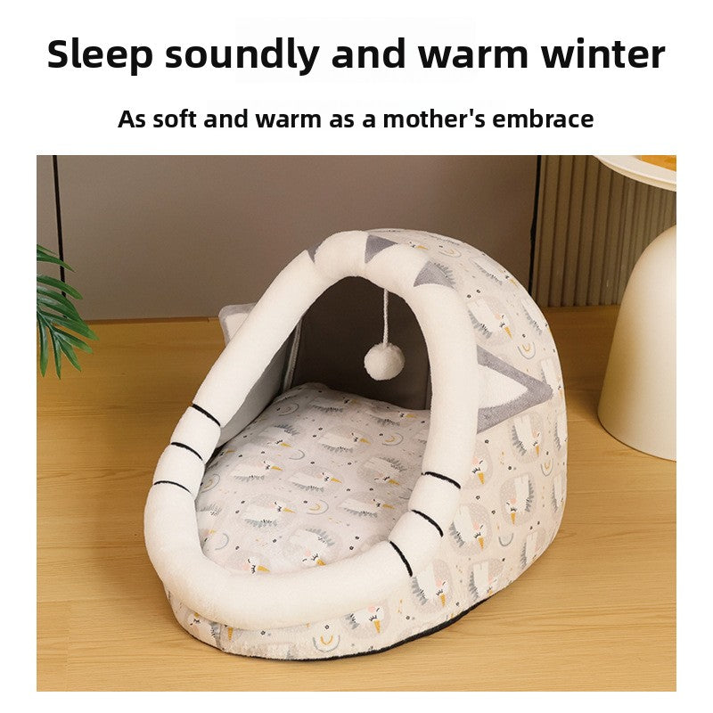 Semi-Enclosed Washable Pet Bed