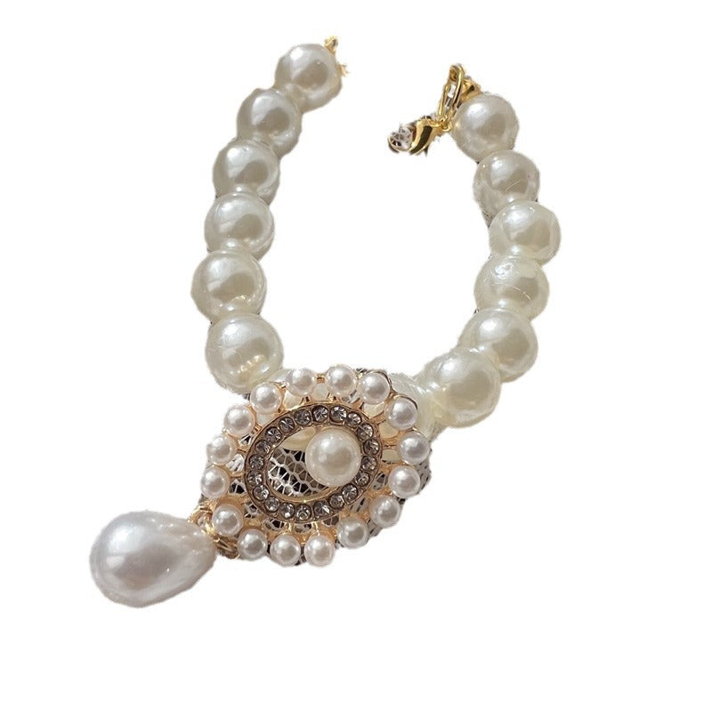 Pet Gemstone Pearl Collar