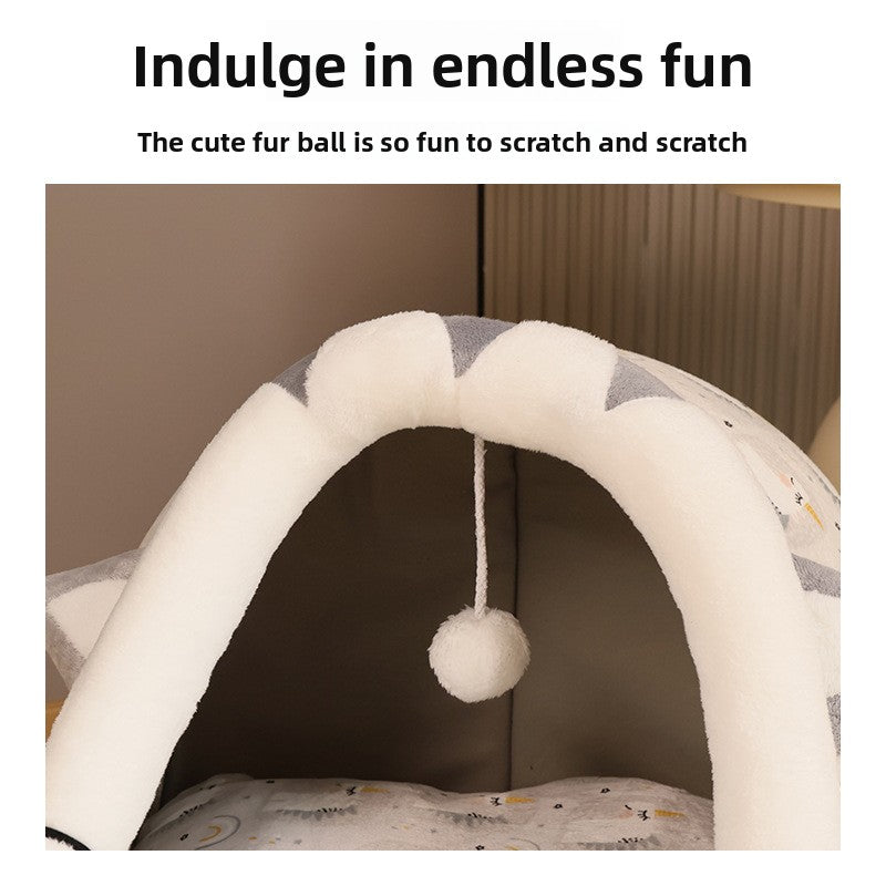 Semi-Enclosed Washable Pet Bed