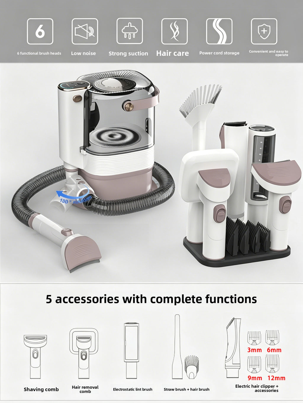 Pet Hair Trimmer and Vacuum All-in-One Grooming Tool