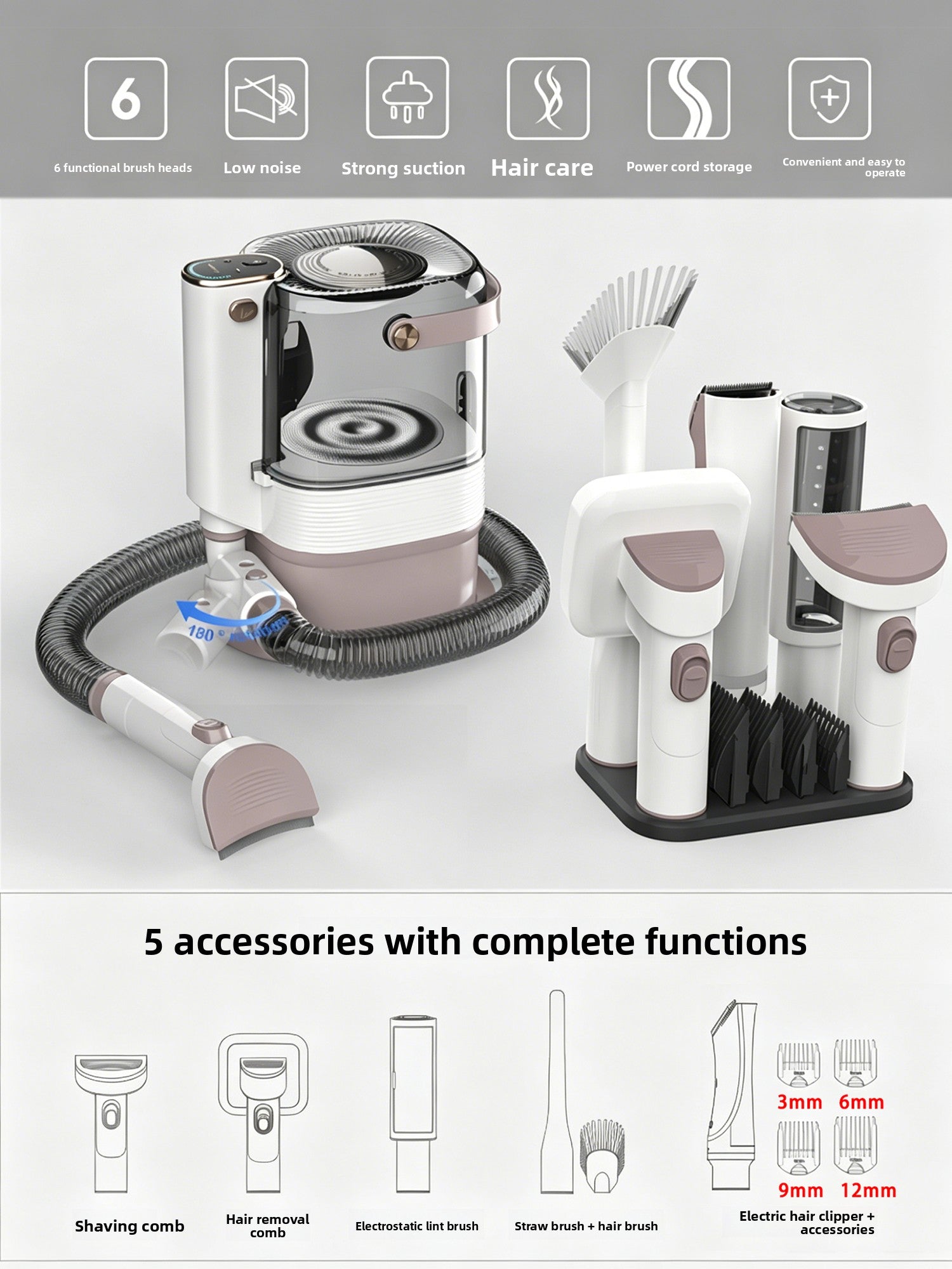 Pet Hair Trimmer and Vacuum All-in-One Grooming Tool