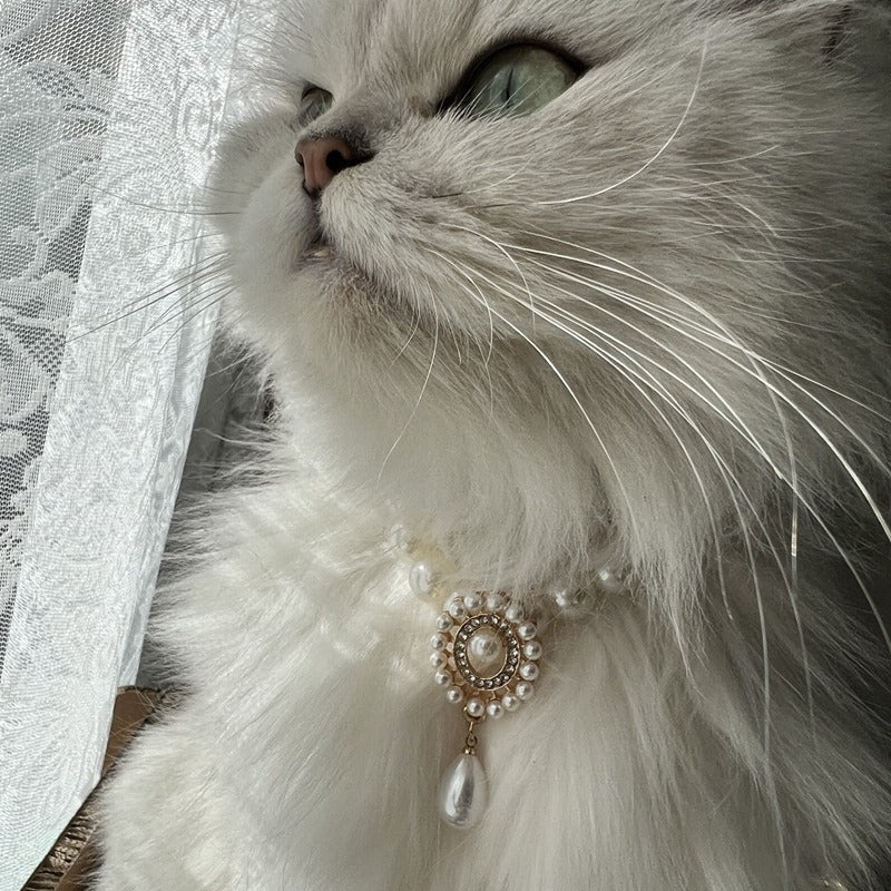 Pet Gemstone Pearl Collar