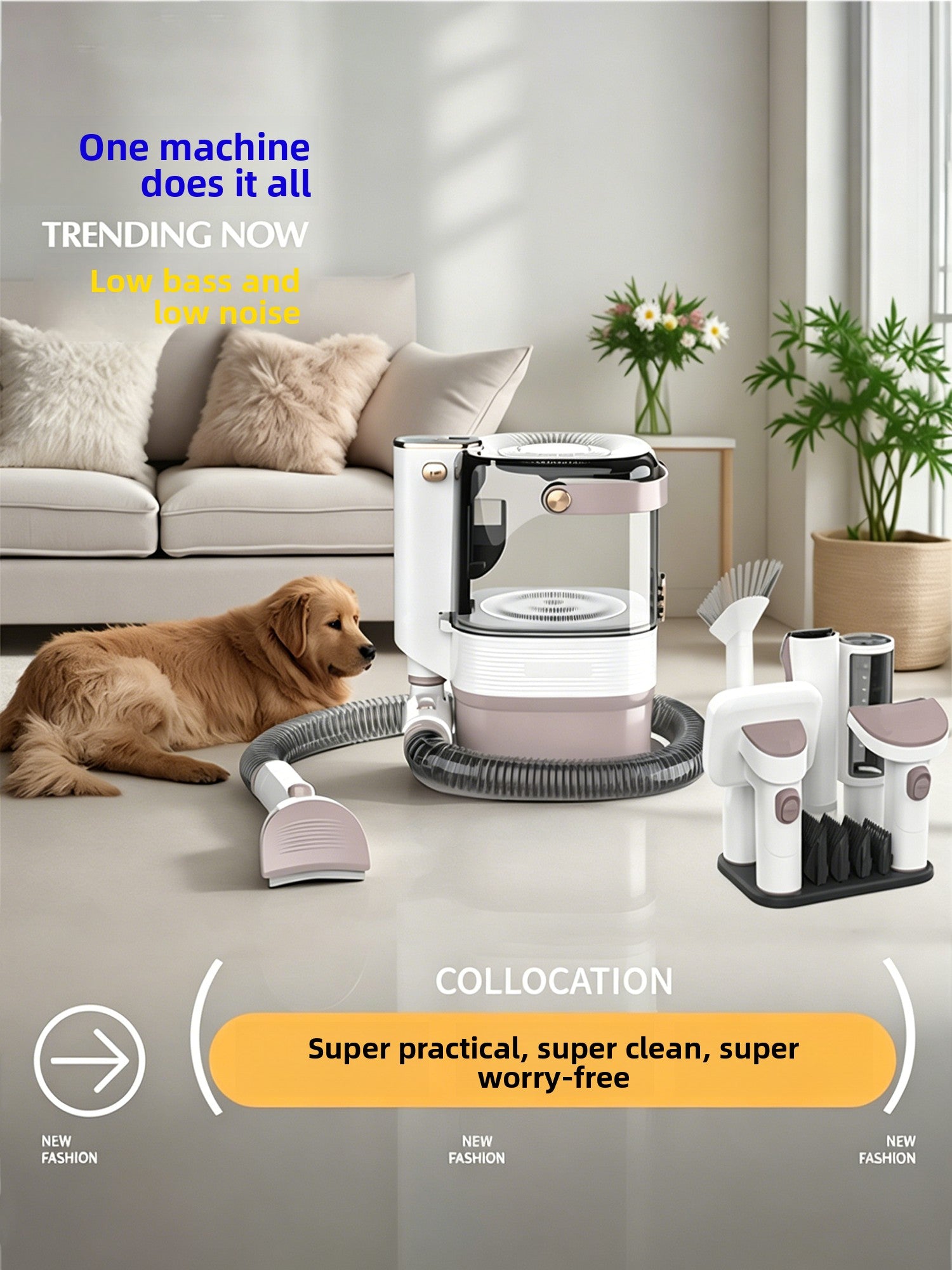 Pet Hair Trimmer and Vacuum All-in-One Grooming Tool