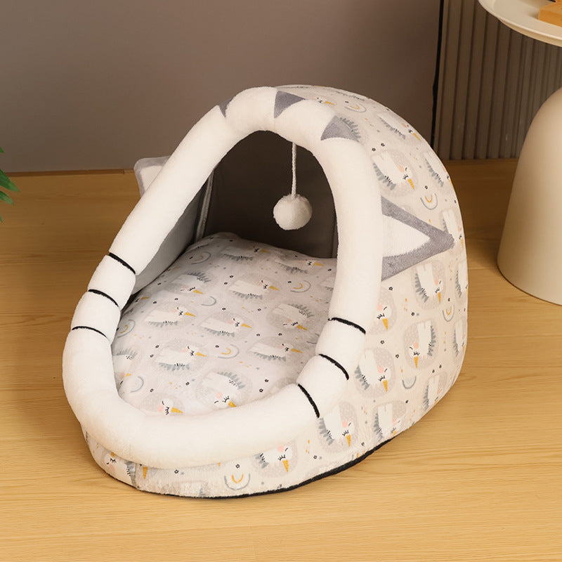 Semi-Enclosed Washable Pet Bed