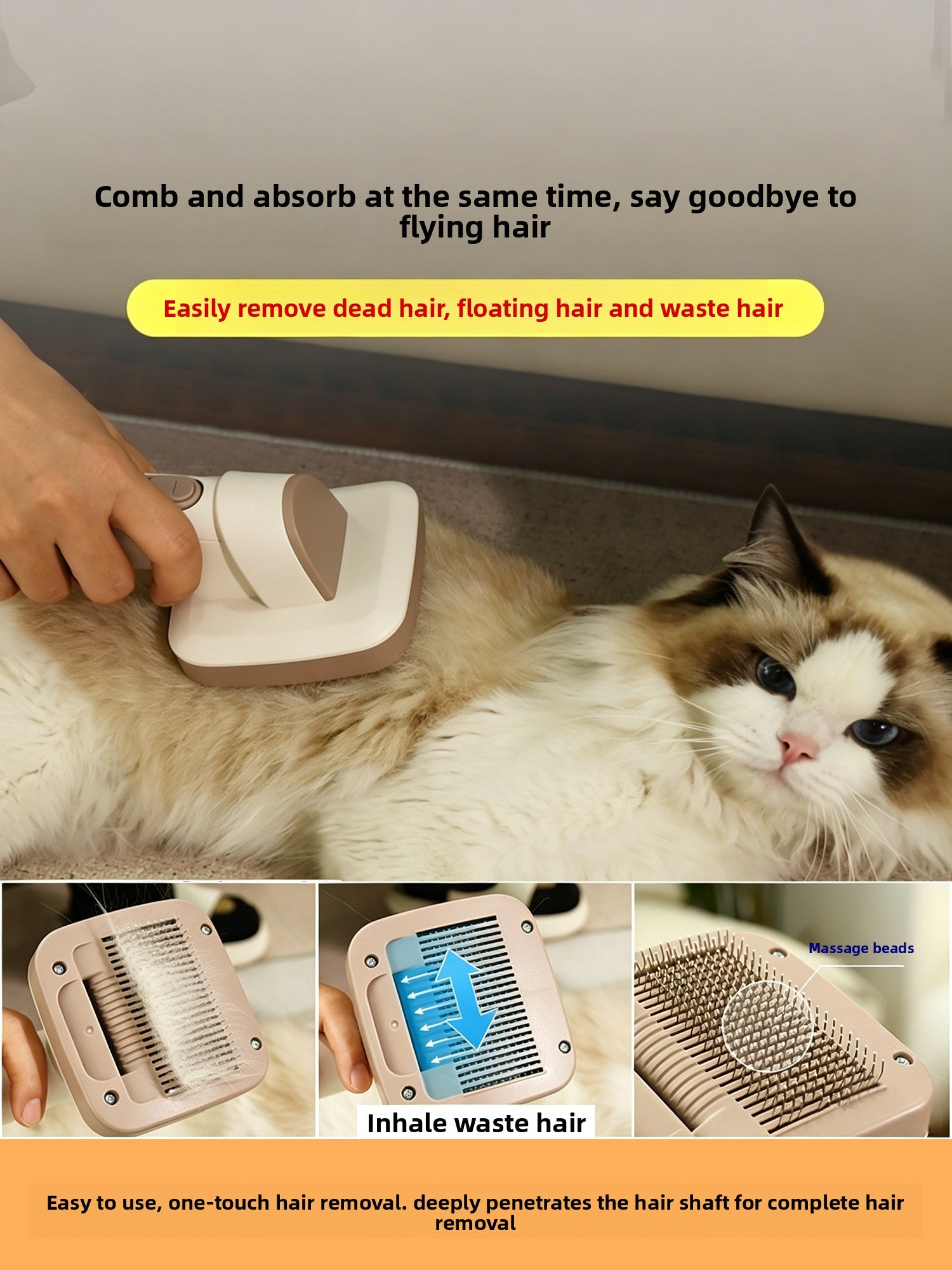 Pet Hair Trimmer and Vacuum All-in-One Grooming Tool